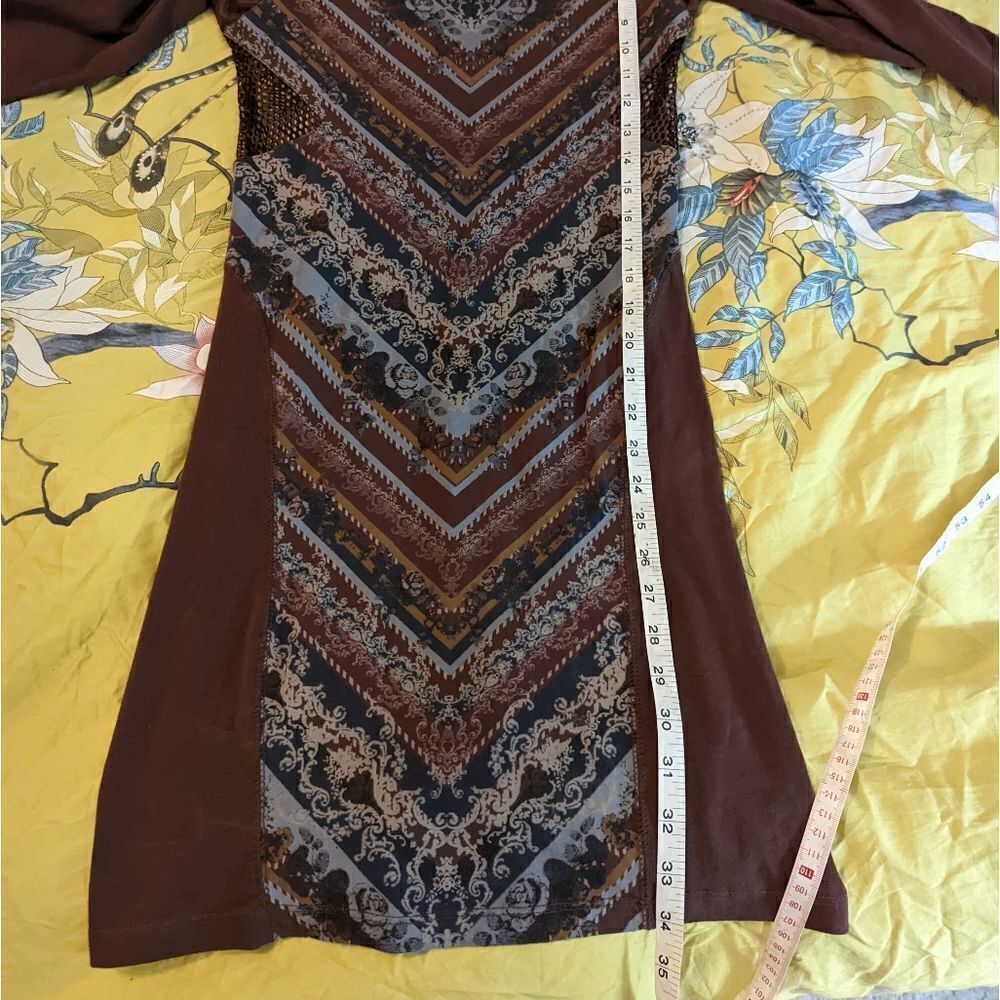 Free people out of africa Chevron bodycon mesh side scoop neck  dress sz m nwt - Picture 5 of 6